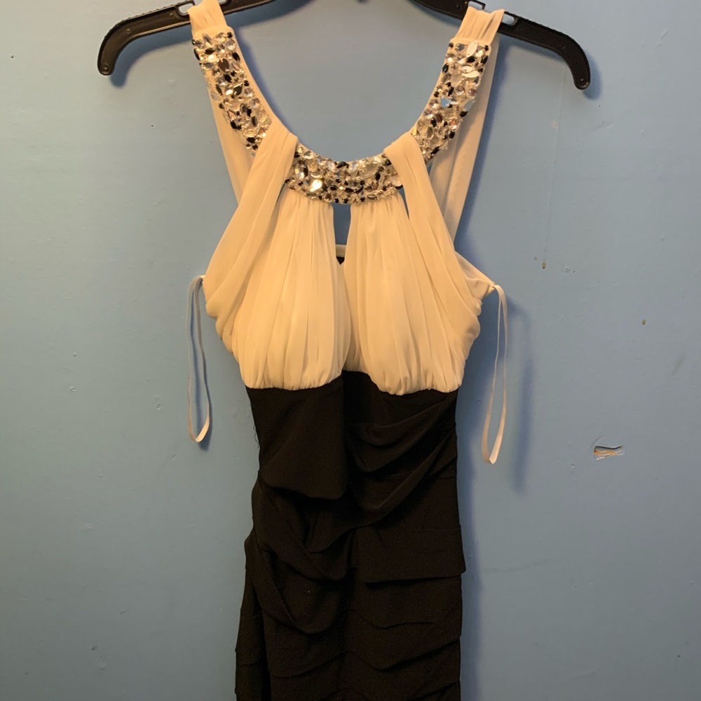 White and black tight dress
